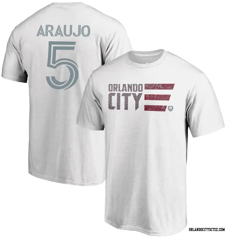 Men's Orlando City SC ＃5 César Araujo White Name & Number Americana Patriotic Club T-Shirt