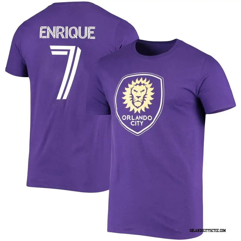 Men's Orlando City SC ＃7 Ramiro Enrique Purple Name & Number Stack T-Shirt