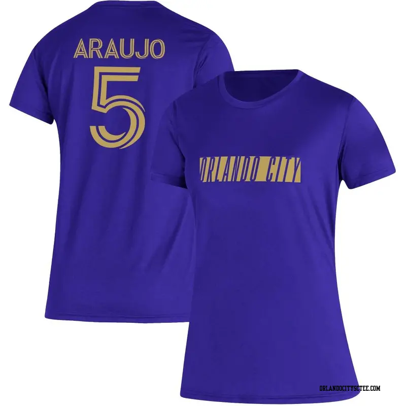 Women's Orlando City SC ＃5 César Araujo Purple Name & Number Vintage T-Shirt