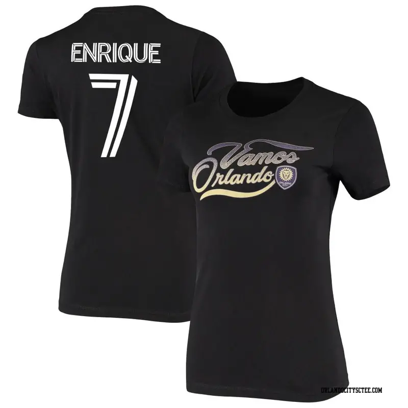 Women's Orlando City SC ＃7 Ramiro Enrique Black Name & Number Vamos Fade T-Shirt