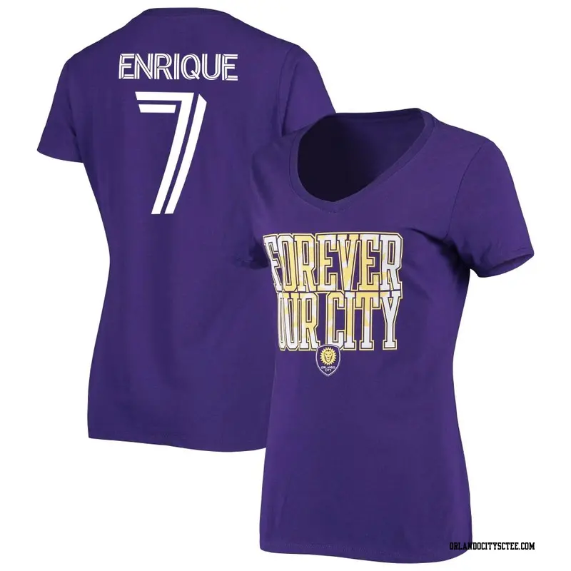 Women's Orlando City SC ＃7 Ramiro Enrique Purple Name & Number Forever City V-Neck T-Shirt