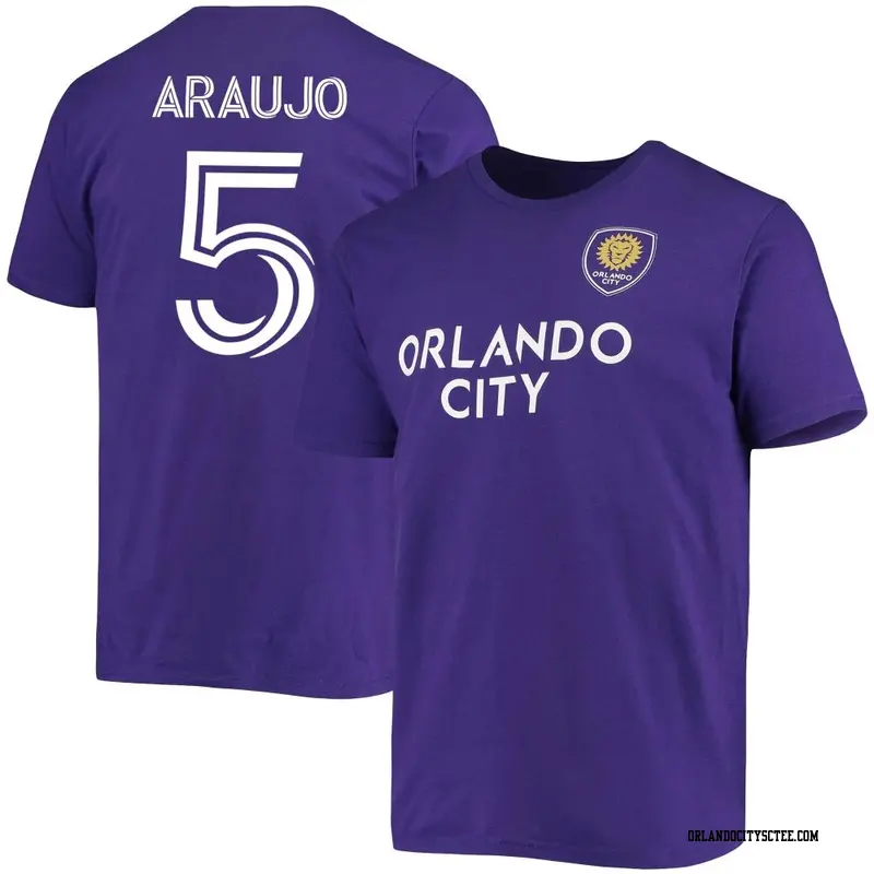 Youth Orlando City SC ＃5 César Araujo Purple Name & Number Go To T-Shirt