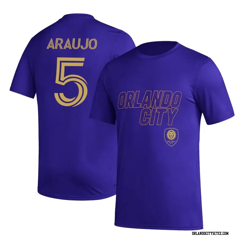 Youth Orlando City SC ＃5 César Araujo Purple Name & Number Hook T-Shirt