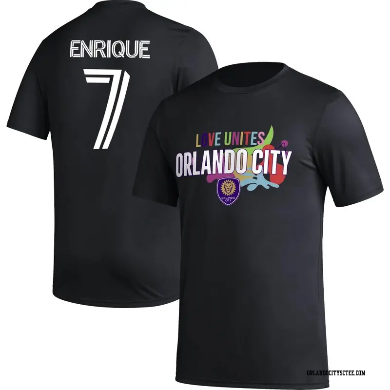 Youth Orlando City SC ＃7 Ramiro Enrique Black Name & Number Love Unites T-Shirt
